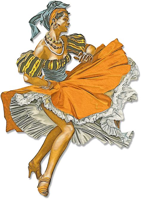 Vintage Illustration Creole Dancing Lady Transparent Png Stickpng My