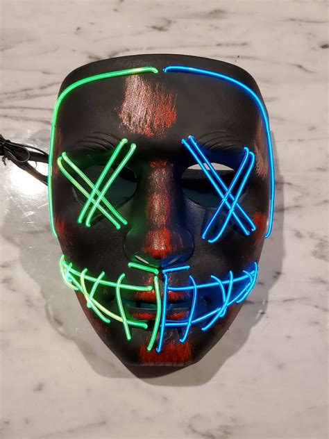 Purge Mask Deluxe Double Color Handmade Halloween Glow Mask Etsy