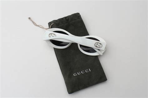 gucci vintage white oval sunglasses 2400 n s