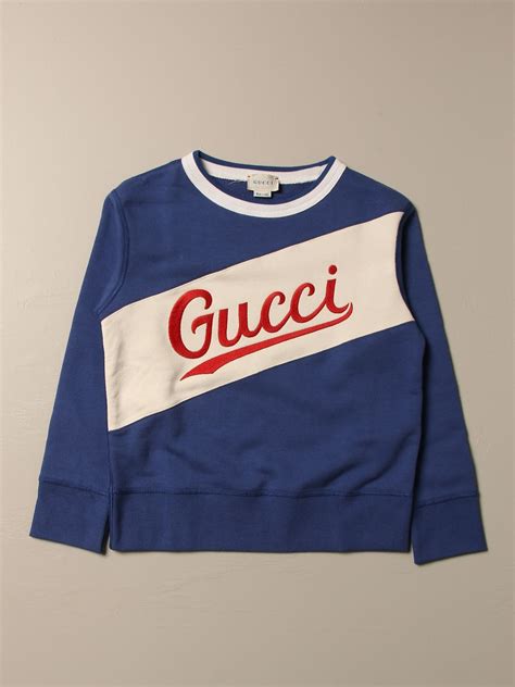 Gucci Cotton Sweatshirt With Embroidered Logo Sweater Gucci Kids