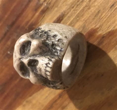 Hand Carved Skull Ring From Deer Antler Hand Carved Jewelry Antler