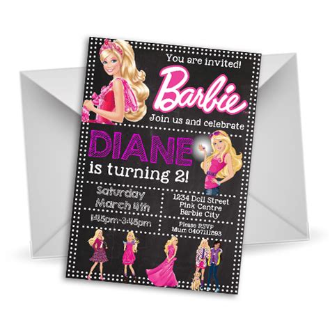Inivte Mock Up Barbie 4 Bottom Barbie Invitations Barbie Birthday Party Editable Invitations