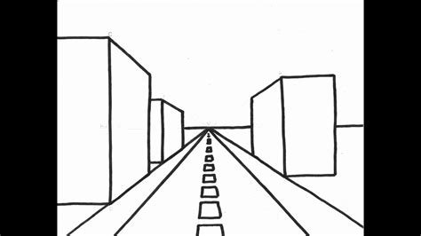 One Point Perspective Drawing Buildings Easy Rectangle Circle