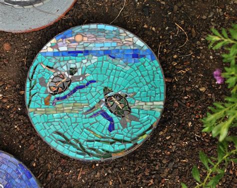 Turtles Swimming Mosaic Garden Stepping Stone Stone Mosaic Mosaic
