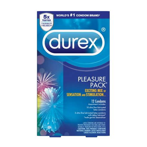 Durex Pleasure Pack Assorted Condoms Exciting Mix Of Sensation And Stimulation Natural Rubber