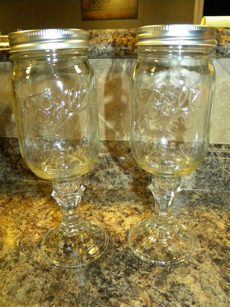 Love My Mason Jar Wine Glasses I Keep Them On Display In My Kitchen