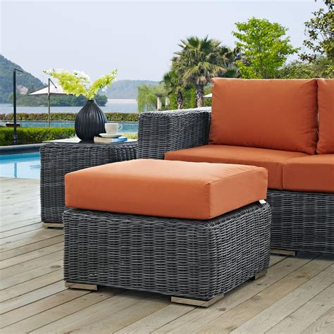 Free delivery and returns on ebay plus items for plus members. MODWAY Summon Wicker Outdoor Patio Ottoman with Sunbrella ...