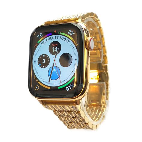 24k Gold Apple Watch Series 5 With Diamond Rhinestones Band 44mm