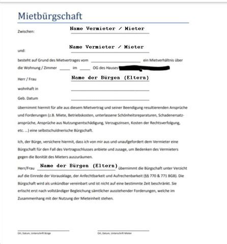 Mietburgschaft vorlage als pdf ᐅ version 7. Mietbürgschaft Vertrag? (Miete, Bürgschaft)