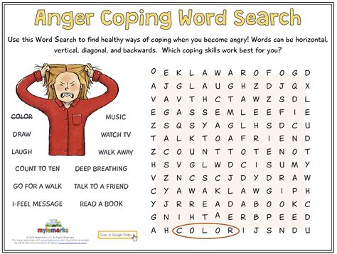 Anger Coping Word Search Gs
