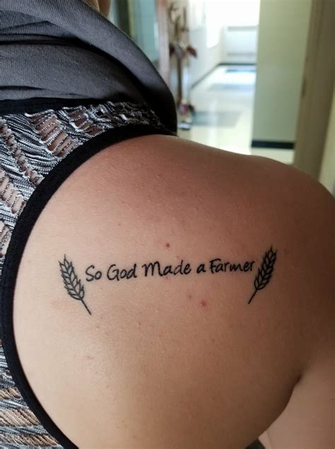 From billowing wheat grains across your shoulders to a tall grain silo that rises along your bicep, a farming tattoo lets the world know you value hard work, and sharing what you sow with the world. So god made a farmer | Tattoos for daughters, Farm tattoo ...
