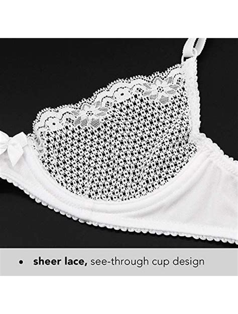 Buy Wingslove Womens Sexy 12 Cup Lace Bra Balconette Mesh Underwired Demi Shelf Bra Unlined