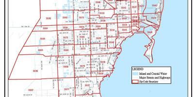 (find on map) estimated zip code population in 2016: Miami map - Maps Miami (Florida - USA)
