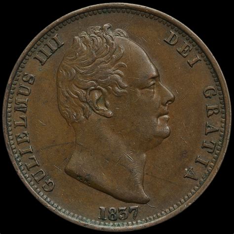 1837 William Iv Milled Copper Halfpenny