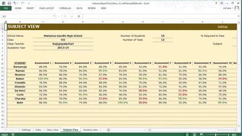 When you change the theme, the new theme applies to all the power view views in the report or sheets in the workbook. Report Card (Basic) - Excel Template - YouTube