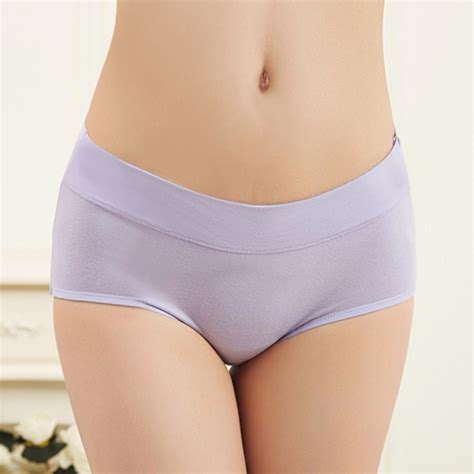 breathable cotton women s panties underwear mid waist ladies underwear solid color natural