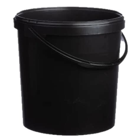 20 Litre Black Plastic Bucket With Lid With A Plastic Handle Hard