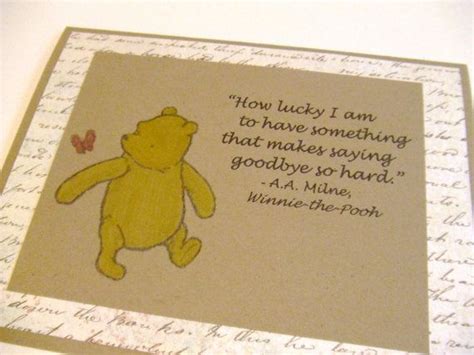 How lucky i am to have something that makes saying goodbye so hard. How Lucky I Am - Winnie the Pooh Quote - Classic Pooh Note Card Pink Border | Winnie the pooh ...