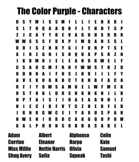 The Color Purple Word Search Wordmint