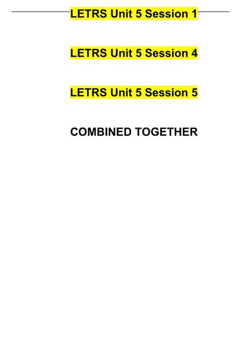 LETRS Unit 5 Session 1 LETRS Unit 5 Session 4 LETRS Unit 5 Session 5