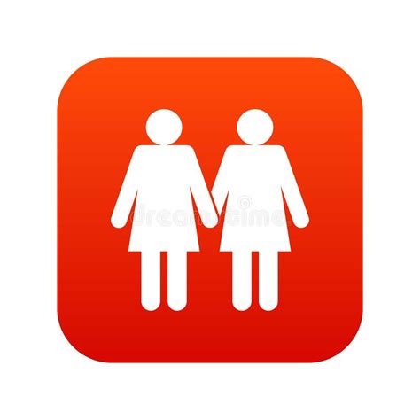 two girls lesbians icon digital red stock vector illustration of marriage equality 107710050