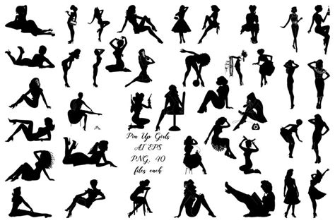 pin up girls silhouettes ai eps png