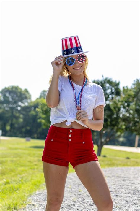 Gorgeous Patriotic Blonde Model Enjoying The Th Of July Festivities
