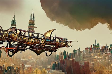 Steampunk Glider City Trending On Artstation Ai Generated Artwork
