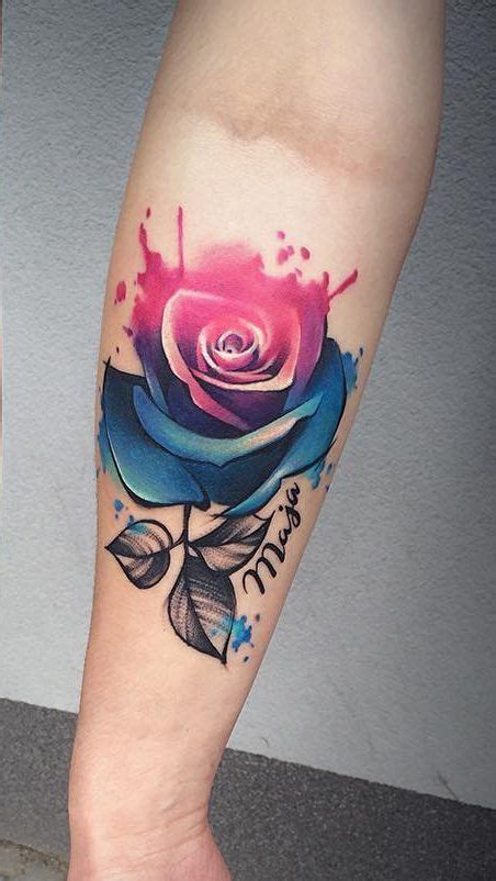 Colorful Rose Tattoos Blue Rose Tattoos Rose Tattoos For Women