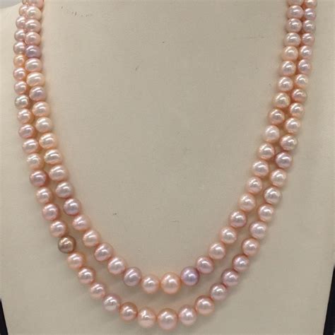 Buy Quality Freshwater Pink Round Graded Pearls 2 Layers Necklace