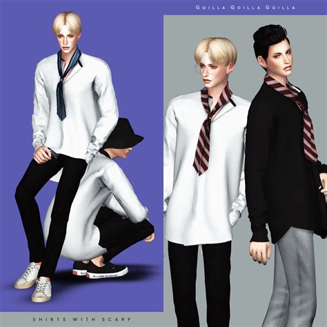 Shirts With Scarf Gorilla X3 Sims 4 Sims 4 Male Clothes Sims