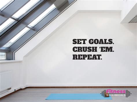 Set Goals Crush Them Repeat Fitness Wall Decal Motivational Etsy