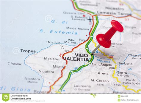 Vibo Valentia Italy On A Map Stock Image Image Of Closeup Graphic