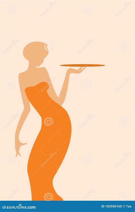 Waitress Silhouette Cartoon Vector 171299583