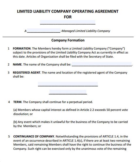 Short form delaware operating agreement : FREE 11+ Sample Operating Agreement Templates in Google ...