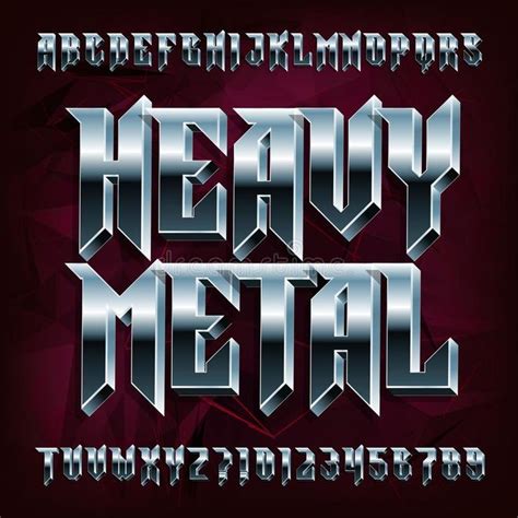 3d heavy metal alphabet font metal effect letters and numbers stock vector typeface for your