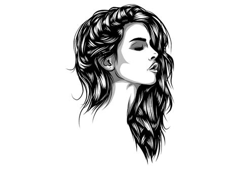 Beautiful Woman Face Hand Drawn Vector Illustration Sketch Digital