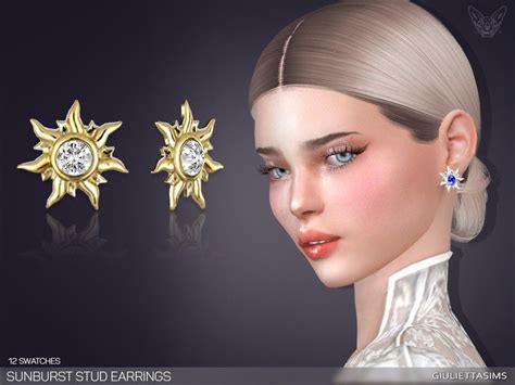 Sims 4 — Sunburst Stud Earrings By Giuliettasims — 12 Swatches