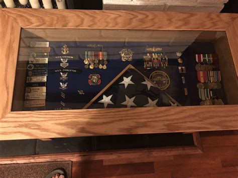 Hand Made Solid Oak Military Retirement Shadow Box Table By Jonathan