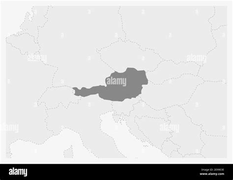 Map Of Europe With Highlighted Austria Map Gray Map Of Austria With