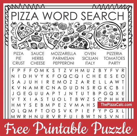 Pizza Word Search Puzzle Pdf Freebie The Pizza Calc