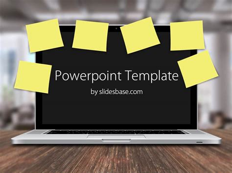 Laptop And Notes Powerpoint Template Slidesbase