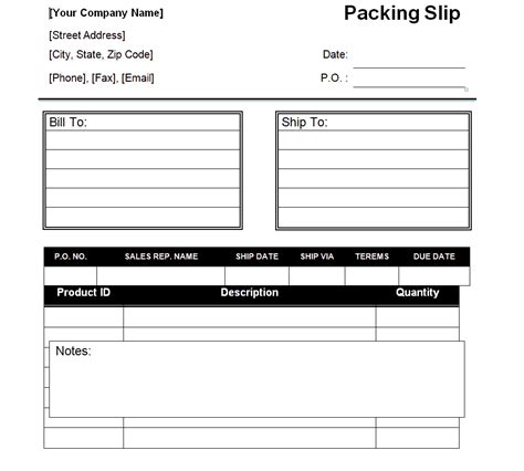 Free Professional Packing Slip Templates Word Excel