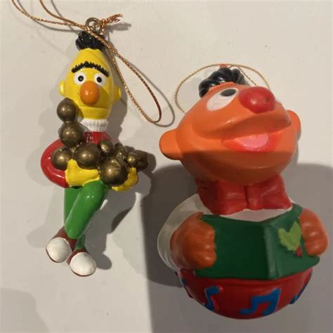 Vintage Sesame Street Bert And Ernie Sled Toboggan Christmas Ornament
