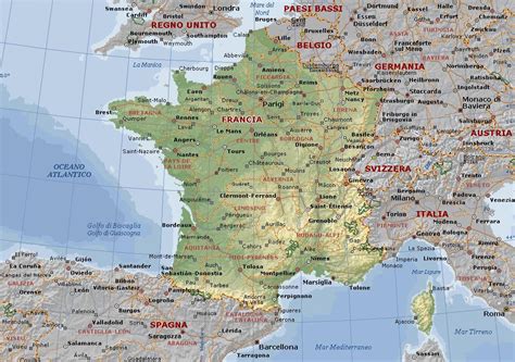 Francia Carta Geografica Mappa Francese