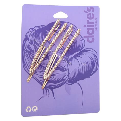 Rose Gold Rhinestone Open Hair Pins 2 Pack Claires Us