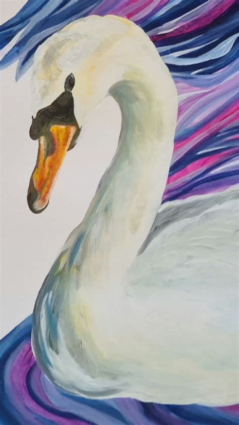 Colourful Swan Wall Art Home Decor Swan Print Colourful Etsy