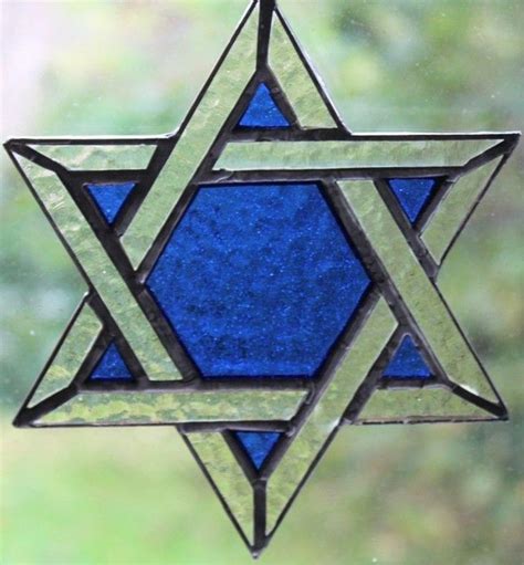 Stained Glass Star Of David Suncatcher Blue Glass Stars Star Of