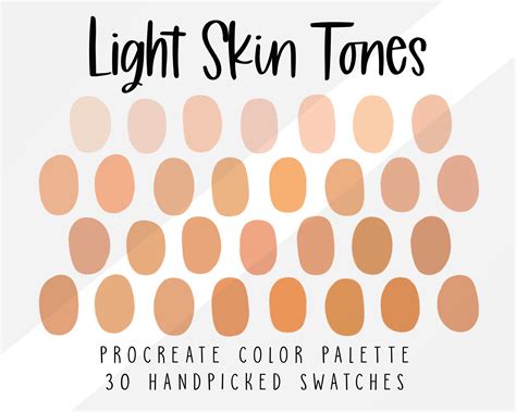 Light Skin Tones Color Palette For Procreate Portrait Color Etsy New
