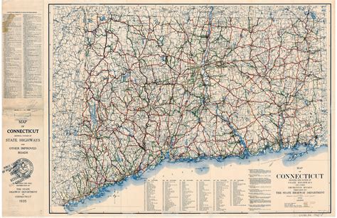 1935 road map of Connecticut | Map, Connecticut, Roadmap